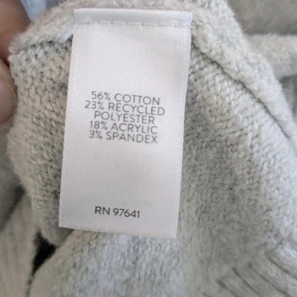 Pure Jill Women's Small Gray Heathered Knit Collared V Neck Long Sleeve Sweater - Picture 4 of 4